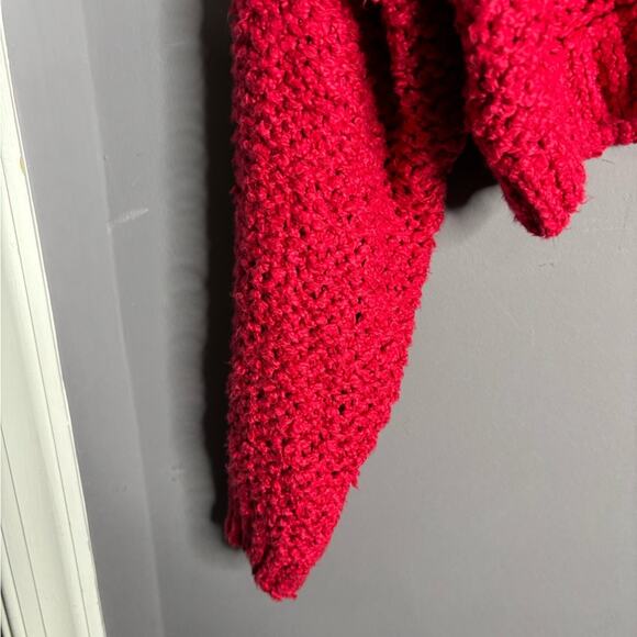 Pilcro Red Open Knit Cropped Hooded Sweater Size XS - Picture 3 of 7